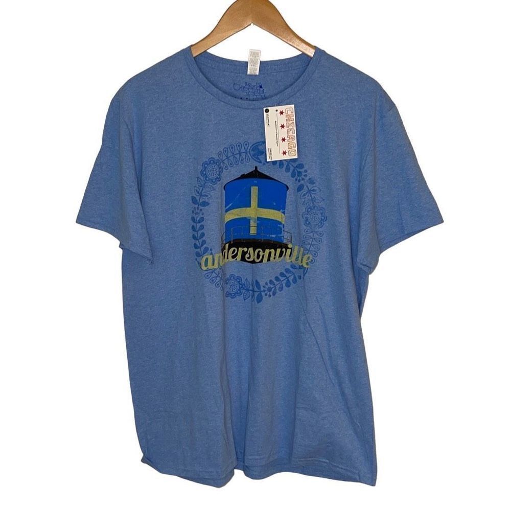Fruit of the Loom Chicago Andersonville T-Shirt Blue‎ Size Large New